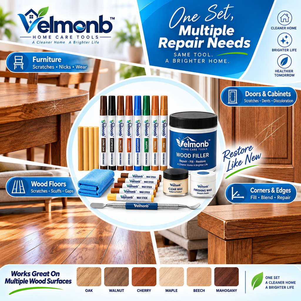 Vareliobd™ Furniture Scratch Repair Kit – Multi-Color Wood Touch-Up Markers, Wax Sticks & Precision Repair Tools