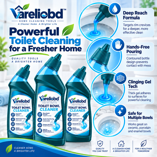 Vareliobd™ Deep-Reach Toilet Bowl Cleaner – Clinging Gel Formula with Angled Under-Rim Nozzle