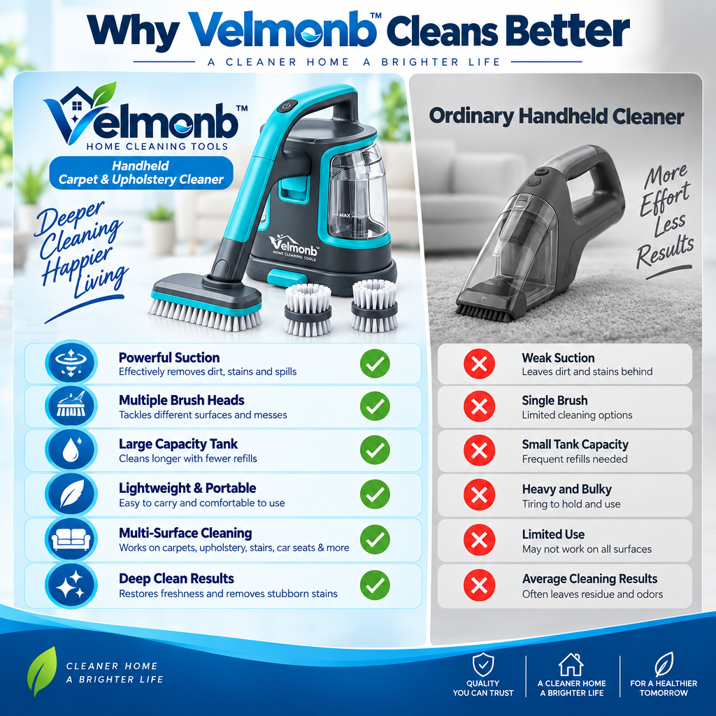 Vareliobd™ Cordless Mini Carpet Cleaner & Stain Remover – Portable Spot Cleaner for Rugs, Upholstery & Pet Messes