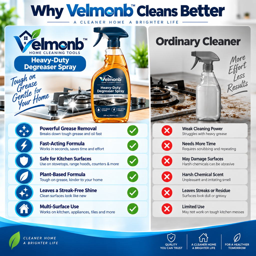 Vareliobd™ Kitchen Degreasing & Cleaning Set – Heavy-Duty Degreaser, Surface Cleaner, Microfiber Towels & Scrub Brush