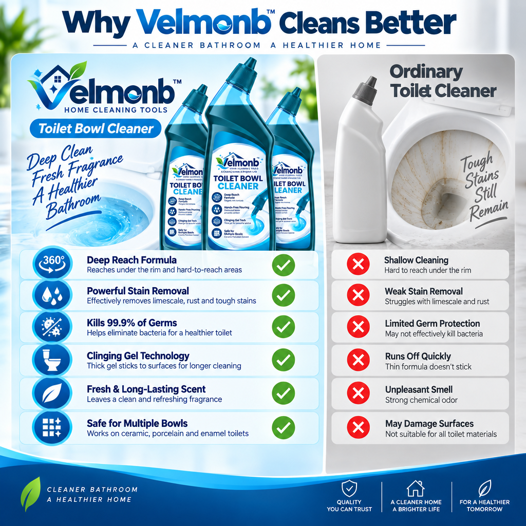 Vareliobd™ Deep-Reach Toilet Bowl Cleaner – Clinging Gel Formula with Angled Under-Rim Nozzle