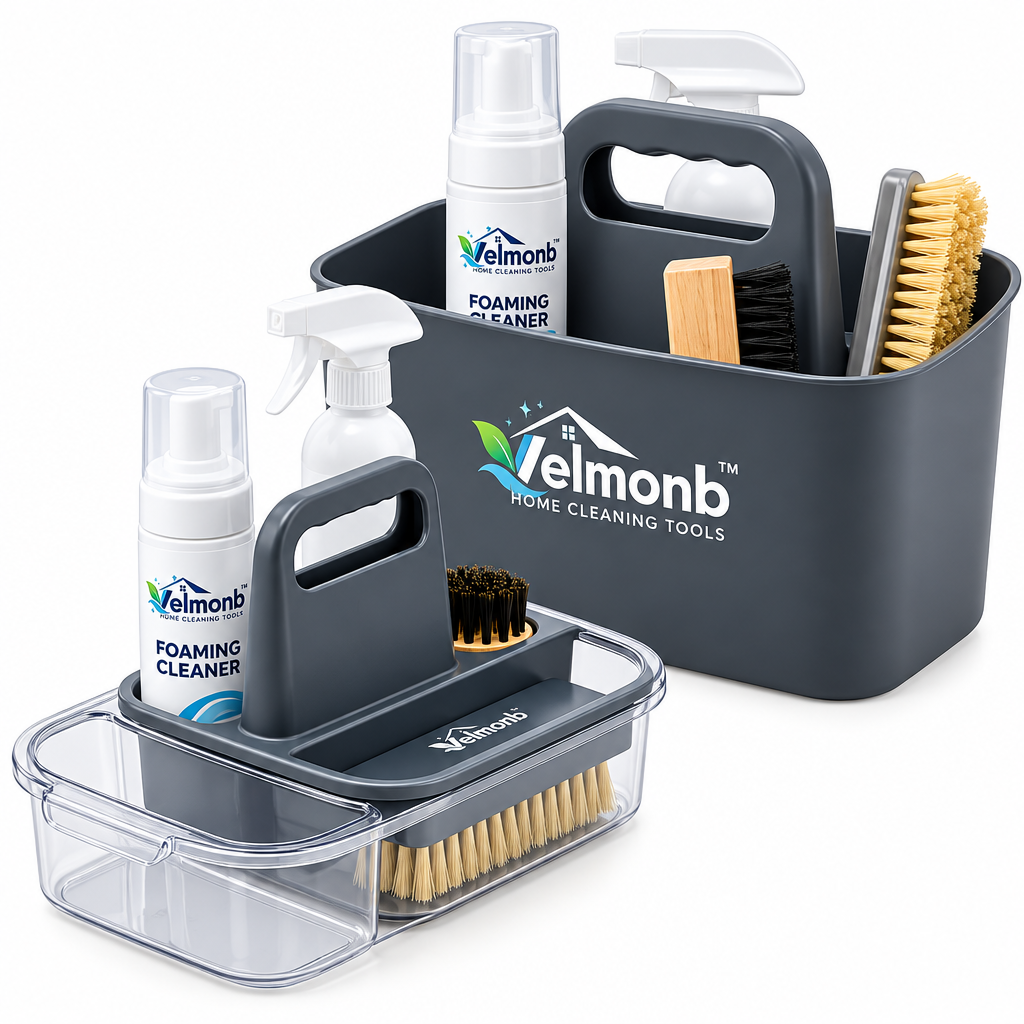 Vareliobd™ Shoe & Sneaker Care Kit – Foaming Cleaner, Multi-Function Brushes & Organized Cleaning Caddy