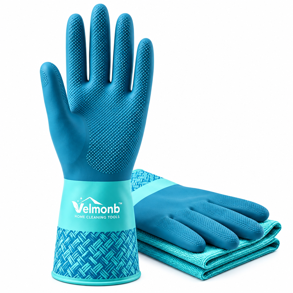 Vareliobd™ Household Cleaning Gloves – Latex-Free Reusable Gloves with Non-Slip Grip & Extended Cuffs