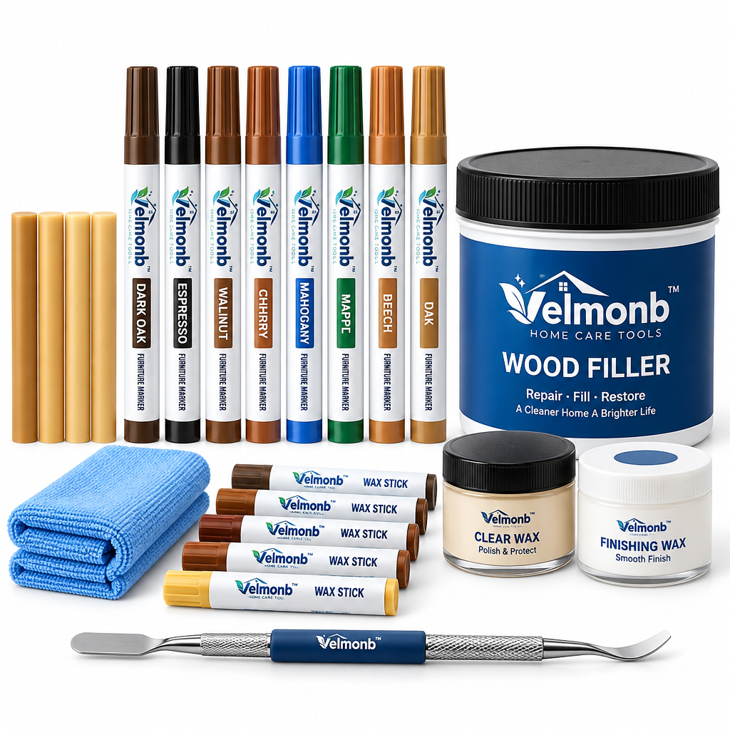 Vareliobd™ Furniture Scratch Repair Kit – Multi-Color Wood Touch-Up Markers, Wax Sticks & Precision Repair Tools