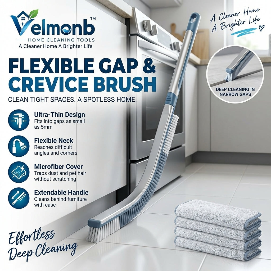 Vareliobd™ Flexible Gap & Crevice Cleaning Brush – Ultra-Thin Extendable Dust Brush for Furniture, Appliances & Narrow Spaces