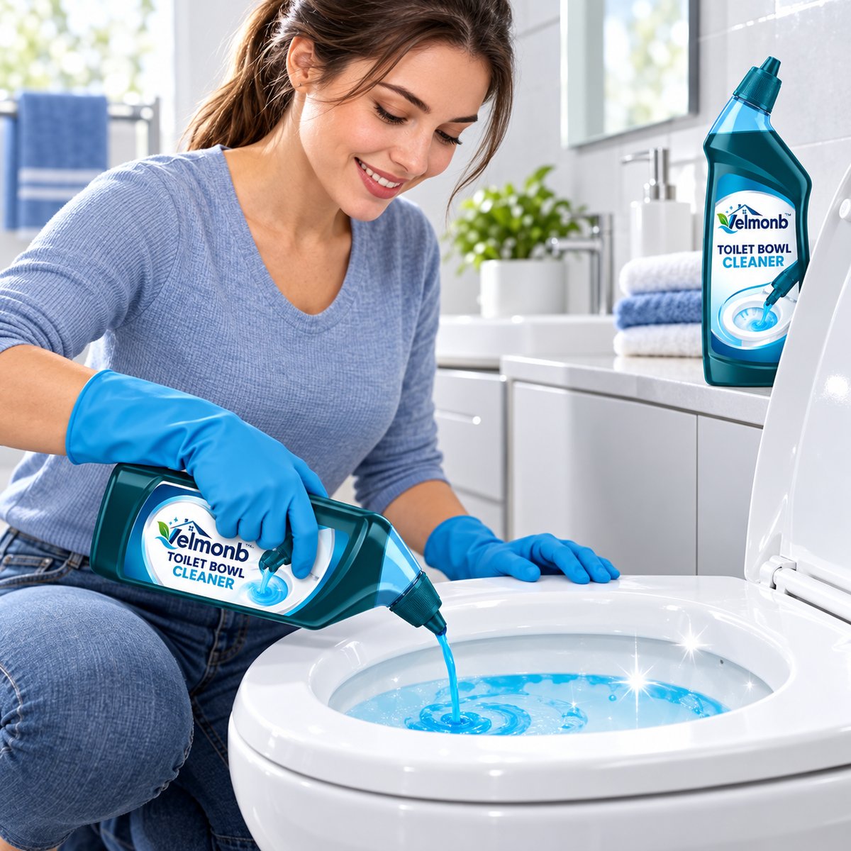 Vareliobd™ Deep-Reach Toilet Bowl Cleaner – Clinging Gel Formula with Angled Under-Rim Nozzle