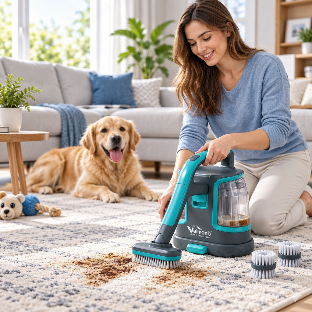 Vareliobd™ Cordless Mini Carpet Cleaner & Stain Remover – Portable Spot Cleaner for Rugs, Upholstery & Pet Messes